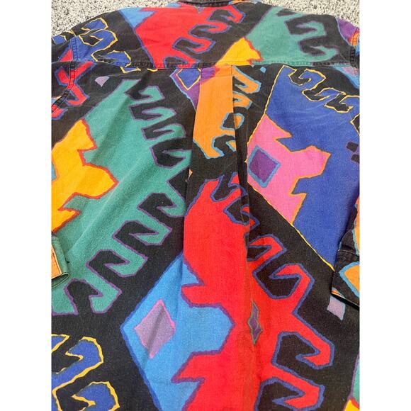 Vintage Cricket by the Creek Shirt Women’s L Guatemala Bright Aztec Tribal 1990s - Picture 11 of 13